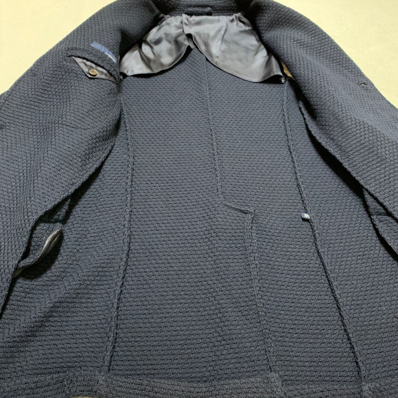 LARDINI イタリア製 チェスターコート バスケット編みニット 背抜き