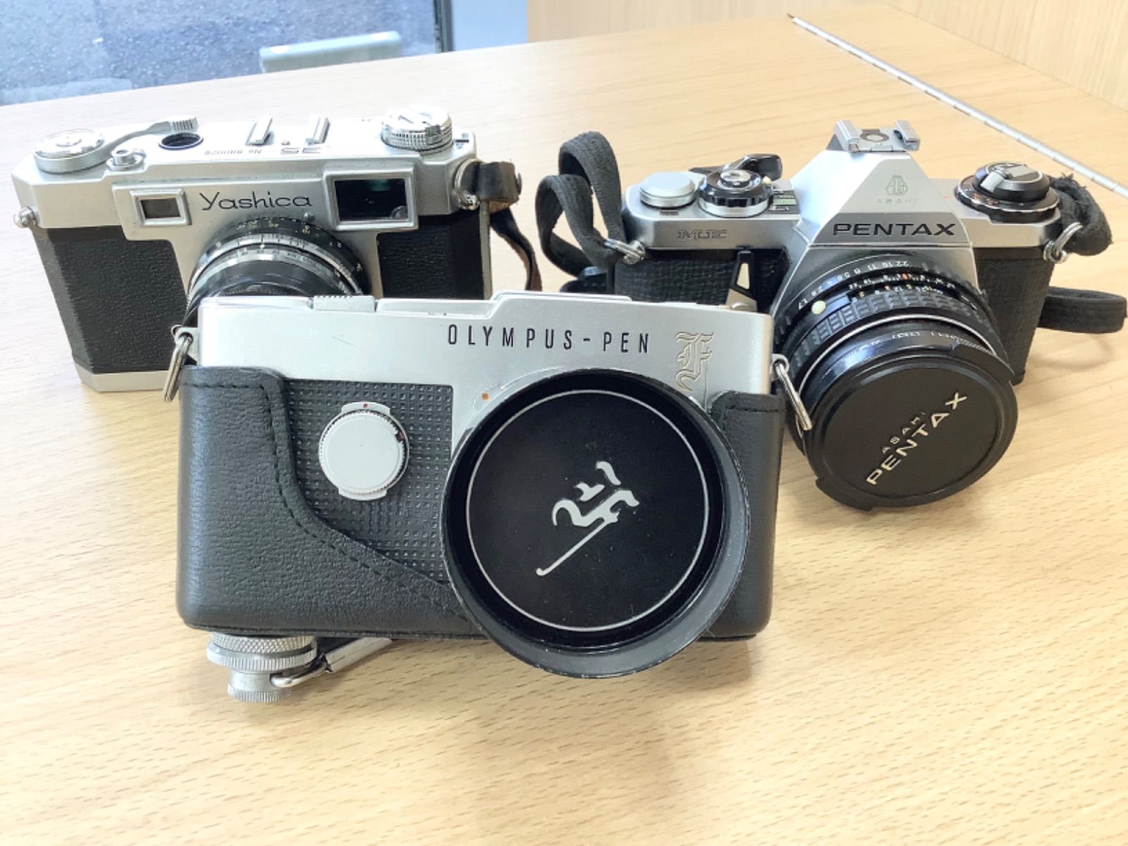 G1550オリンパスPEN-F PENTAX ME Yashika35 カメラ3台セットジャンク