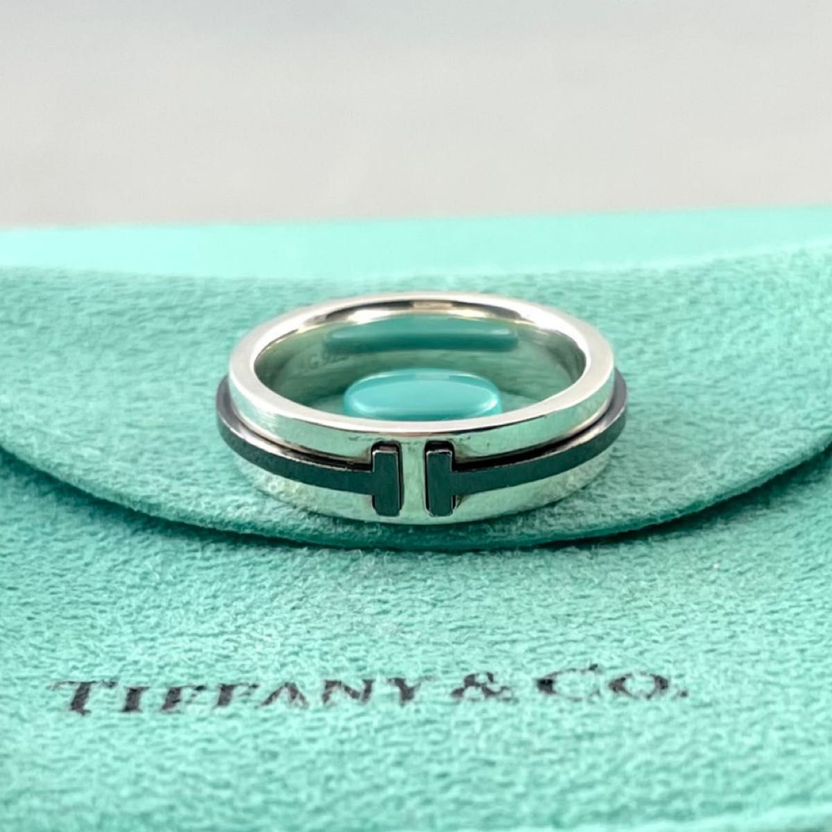 ティファニー 14号 Tワイヤー コンビ リング チタン シルバー P 107 fe