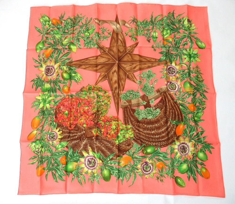 HERMES エルメス Passiflores パッションフラワー V Dawlat カレ90 ピンク 正方形 スカーフ レディース 婦人 女性 rk 9241