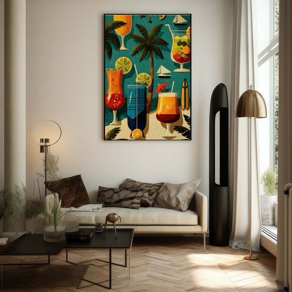 【B3サイズ（約36x51cm）】【lm-poster-961】ヴィンテージ ポスター サーフ カクテルグラス おしゃれ アートプリント インテリア 壁掛け バー風 カフェ リビング 寝室 モダン インテリア   フォト  