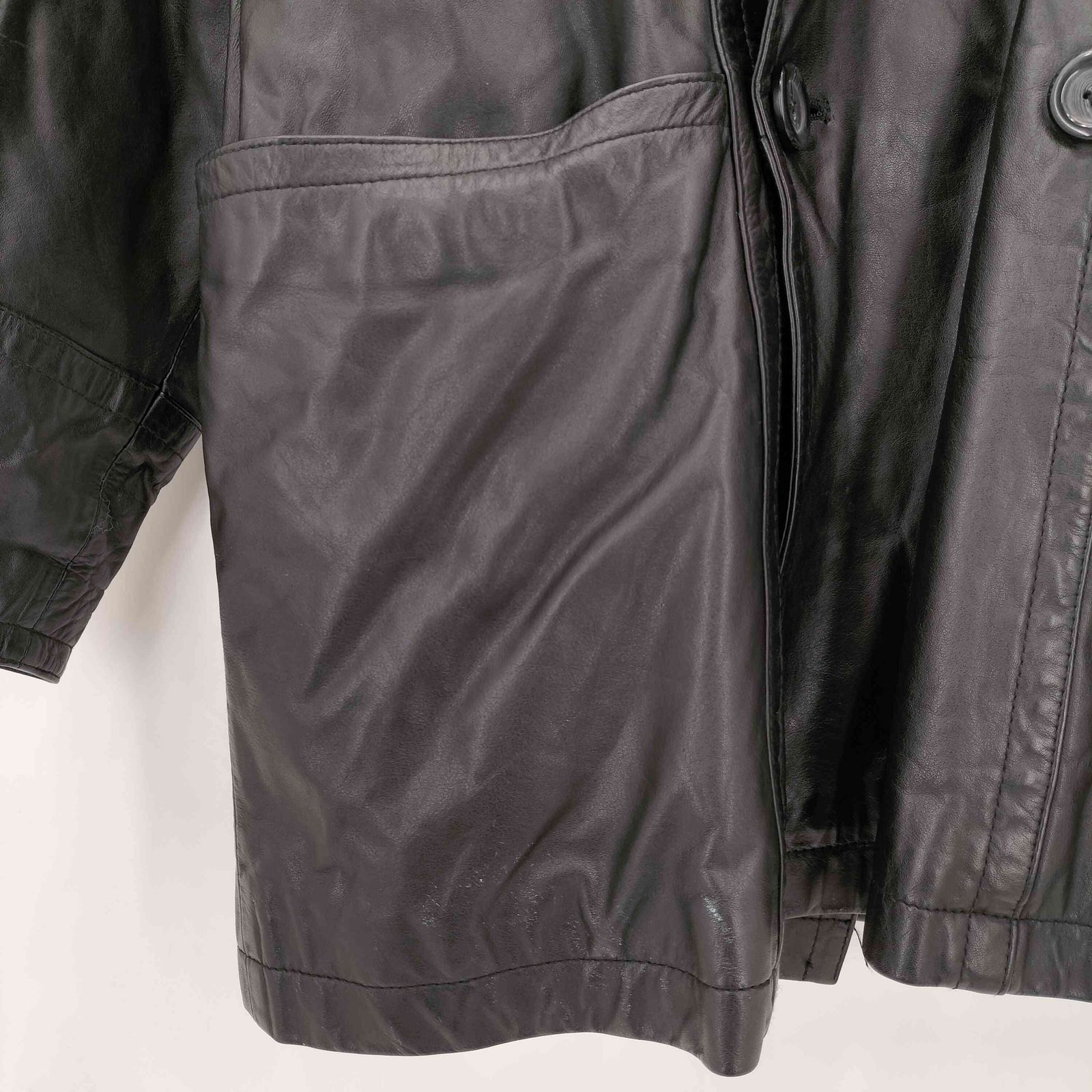 ユーズドフルギ USED古着 裏地キルティング ダブルフロント カウレザー