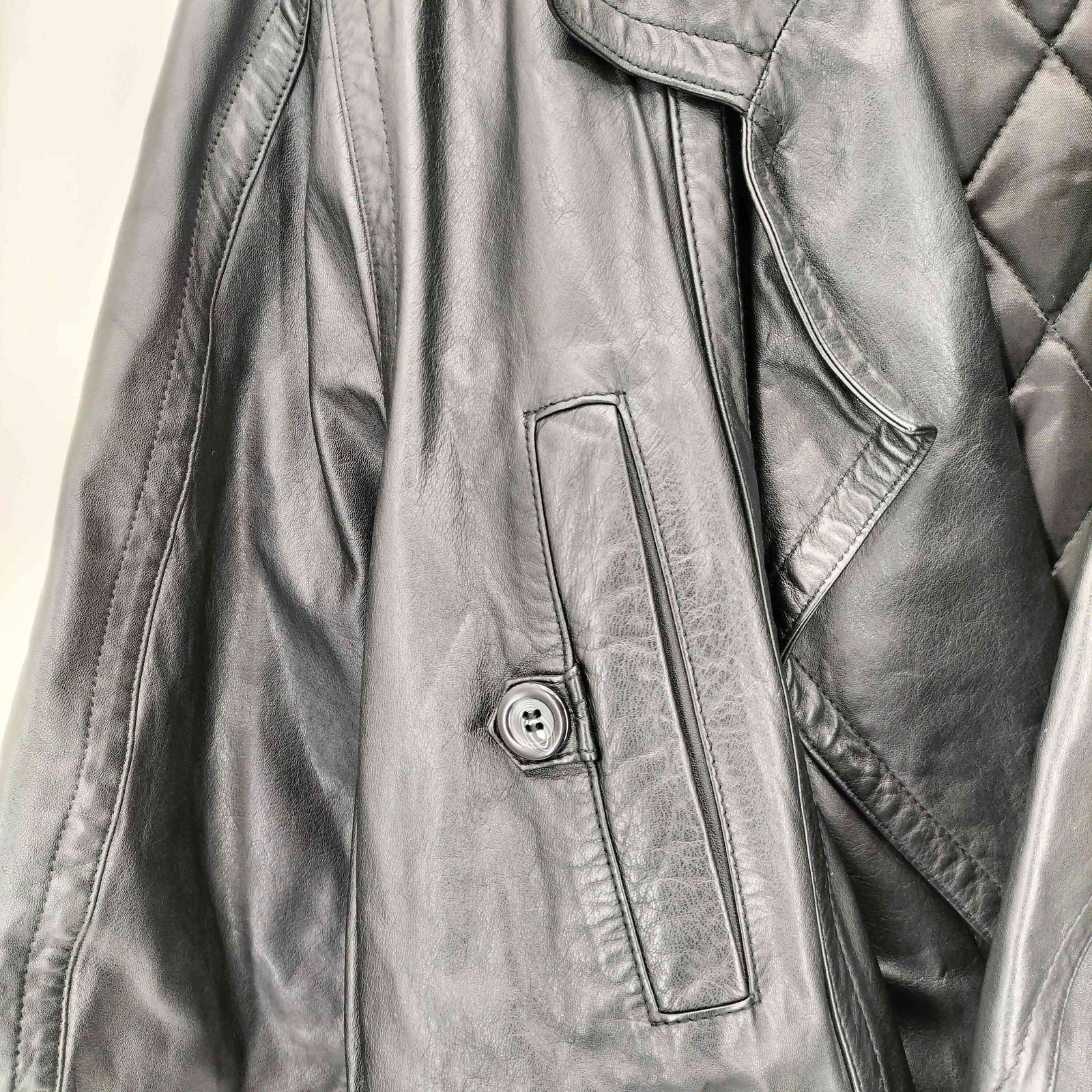 ユーズドフルギ USED古着 裏地キルティング ダブルフロント カウレザー