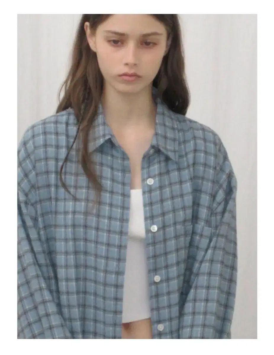 LOW CLASSIC ロウ クラシック オーバサイズ CHECK シャツ ブルー (S