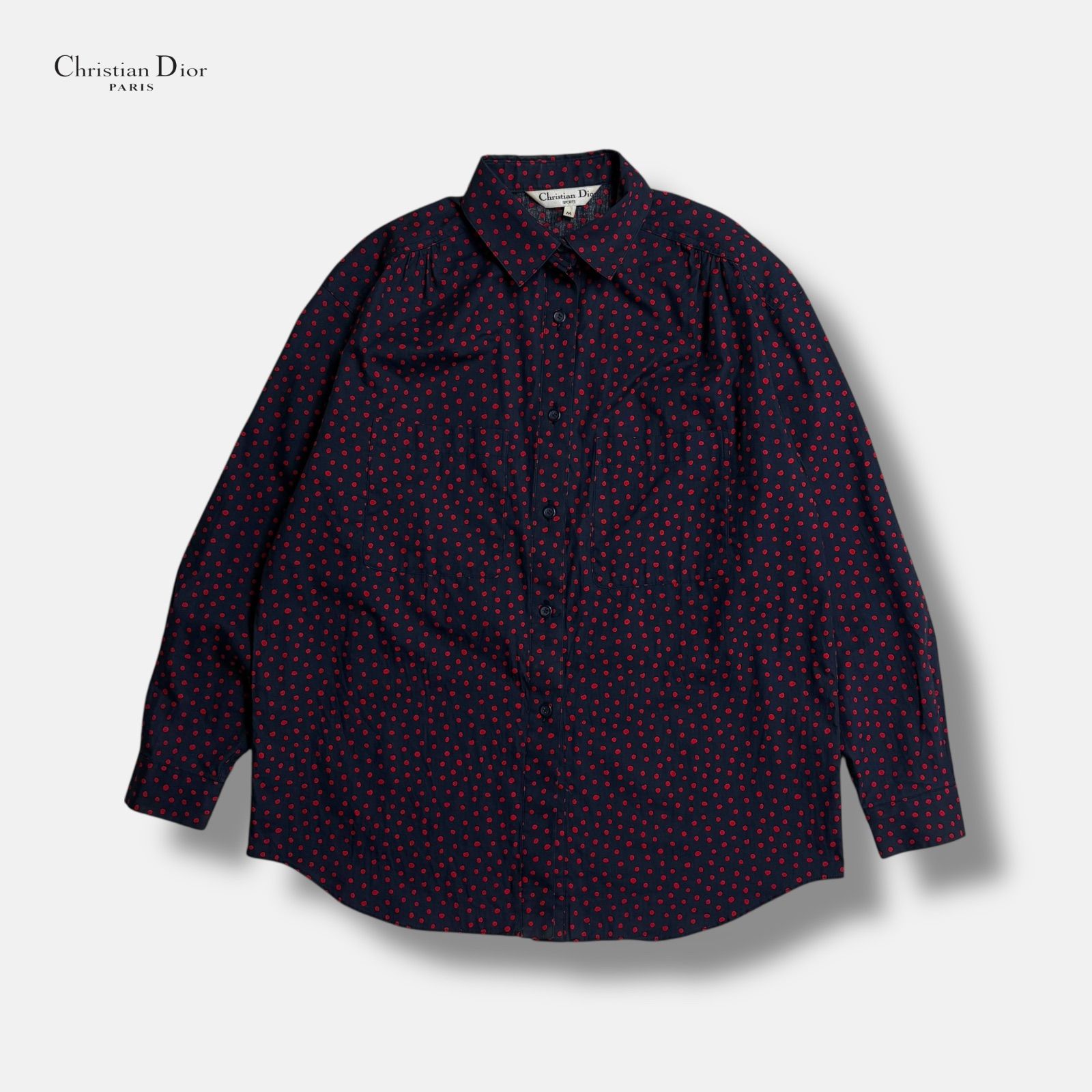 Christian Dior SPORTS long sleeved shirt ドット柄 ネイビー レッド M