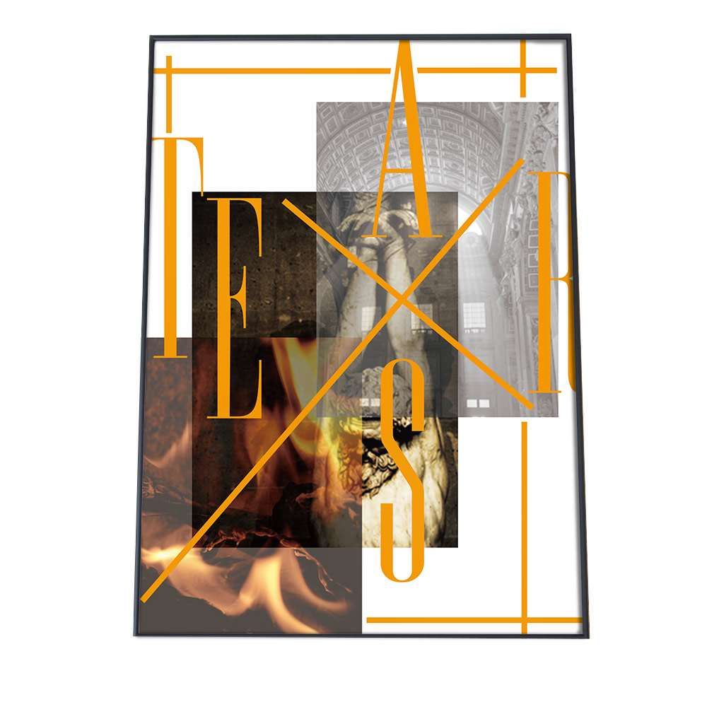 【B3サイズ（約36x51cm）】【pbg-poster-2149】黄色 英字 モノトーン 翼 ウイング ポスター   ファッション ポスター アート モダン 絵 画   特大 大きい 小さい フォト 縦