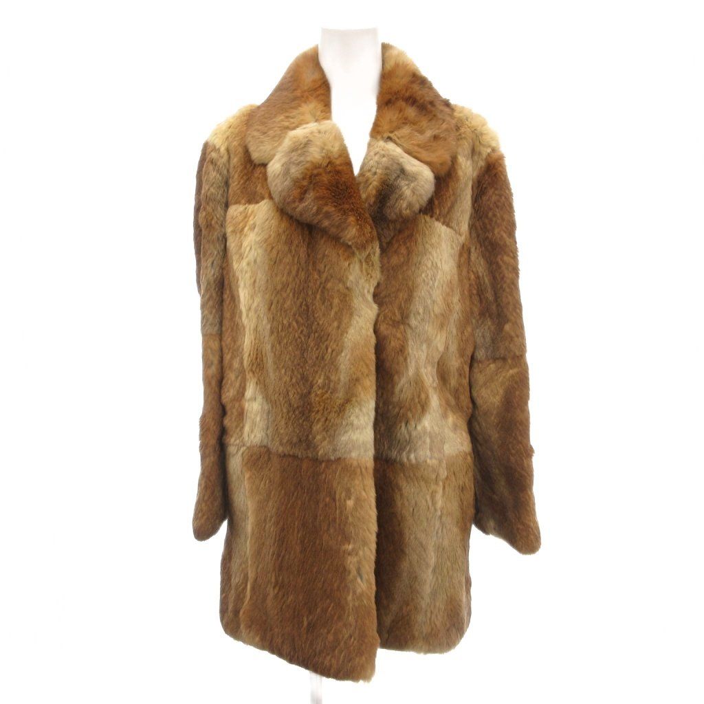 ノーブラウンド ファーコート ラビットファー 毛皮 ミドル ハーフ丈 茶 ブラウン AE GY 18
