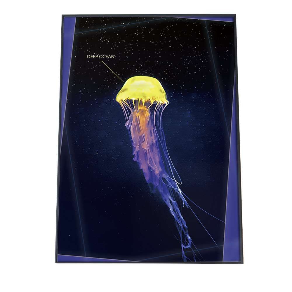 【B2サイズ（約51x73cm）】【pbg-poster-5066】クラゲ 海外 海 青 アートプリント ポスター インテリア おしゃれ アート モダン シンプル お洒落   特大 大きい 小さい 縦