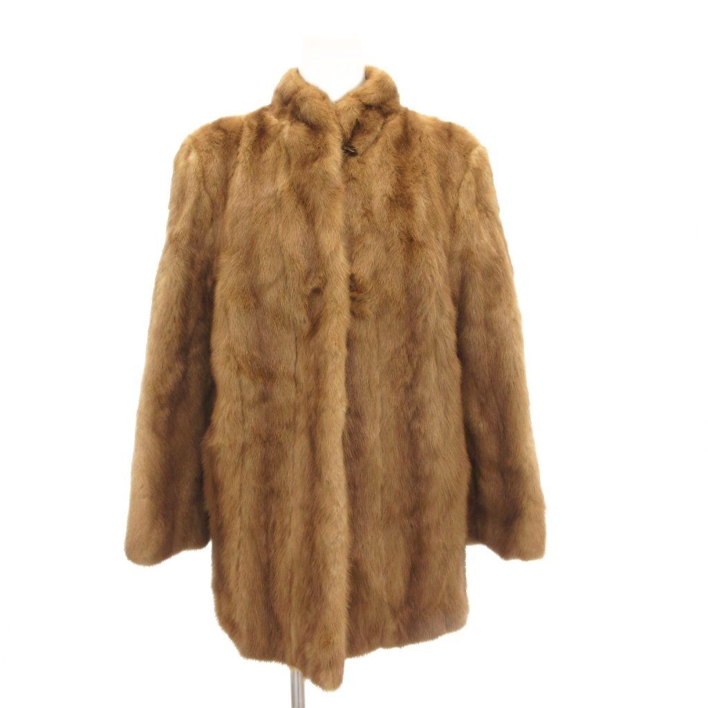 ノーブランド ファーコート 11 毛皮 ミンクファー ミドル ハーフ丈 茶 ブラウン AE GY 18