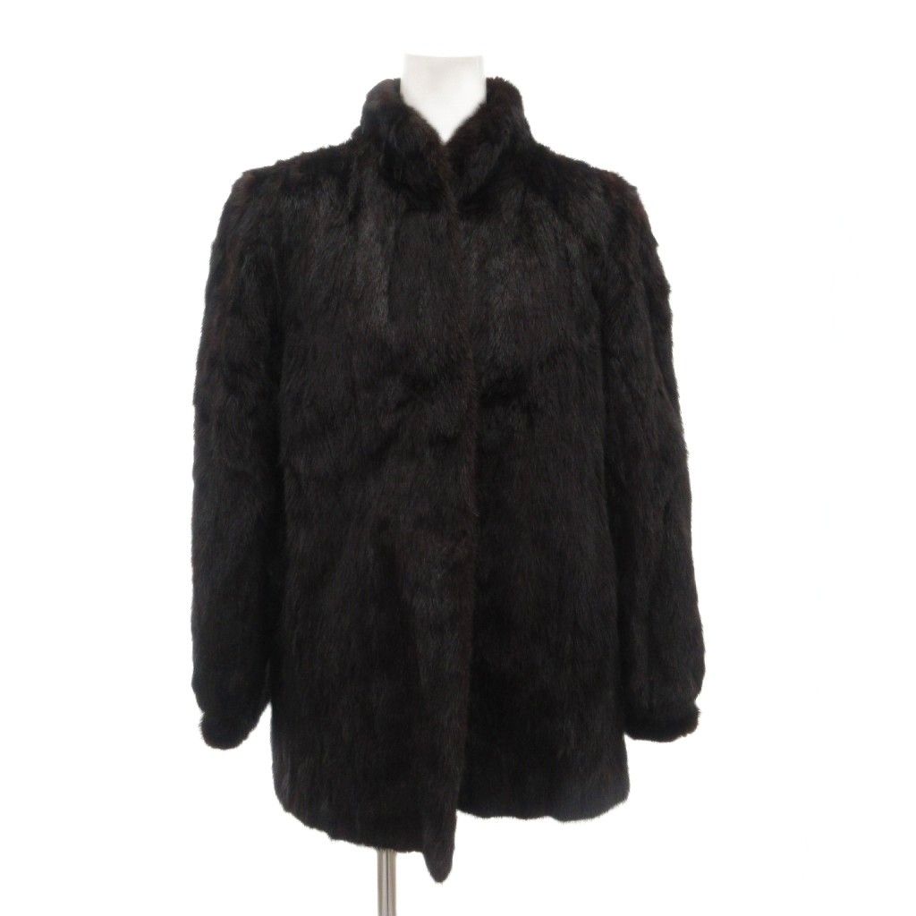 ノーブランド ファーコート 13 毛皮 ミンクファー ショート丈 黒 ブラック AE GY 18
