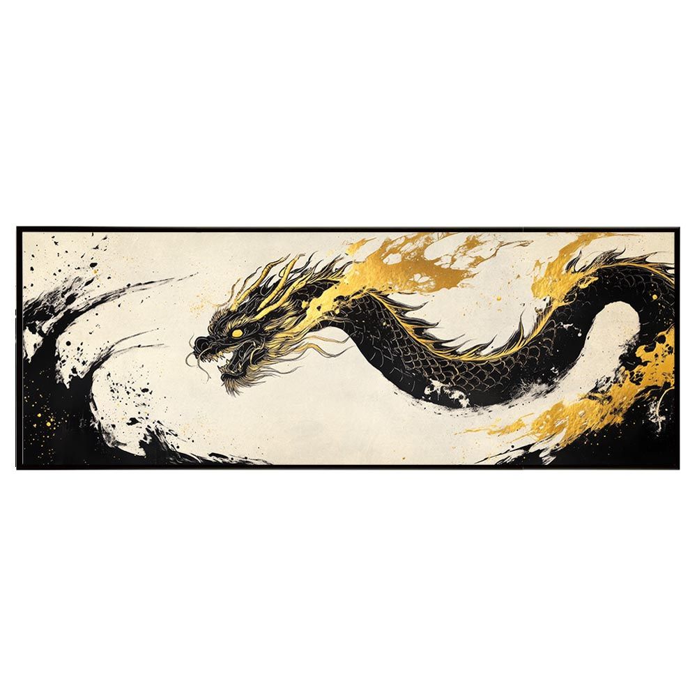 ドラゴンの絵画 金色フレーム付き 美術品・アンティーク・コレクション ドラゴンの絵画 金色フレーム付き