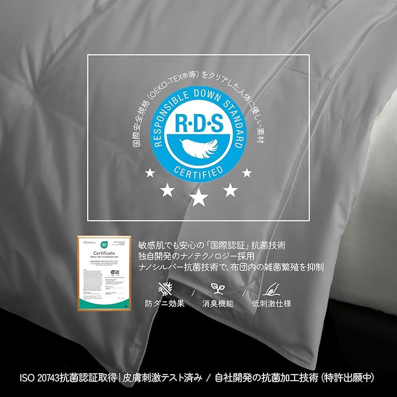 羽毛布団 夏用 掛け布団 シングル 90%ダックダウン 通気性 洗える ATOPEN 肌掛け布団 裸で使える 雲のように軽い 抗菌防臭加工 20℃~40℃推奨 8ヶ所固定ループ付き サイズ 150 cm*210 cm 超軽量0.8 kg グレー