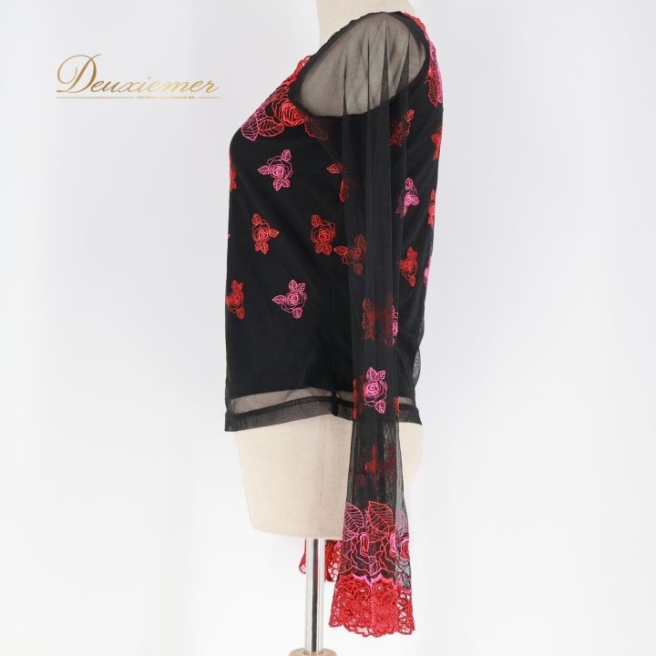 社交ダンス 衣装 トップス ブラウス ブラック系 チャコットロイヤル