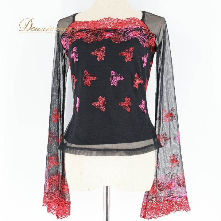 社交ダンス 衣装 トップス ブラウス ブラック系 チャコットロイヤル