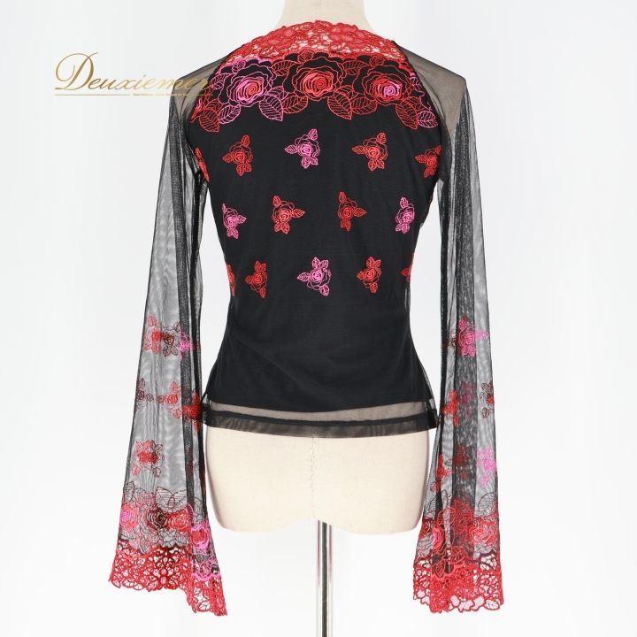 社交ダンス 衣装 トップス ブラウス ブラック系 チャコットロイヤル