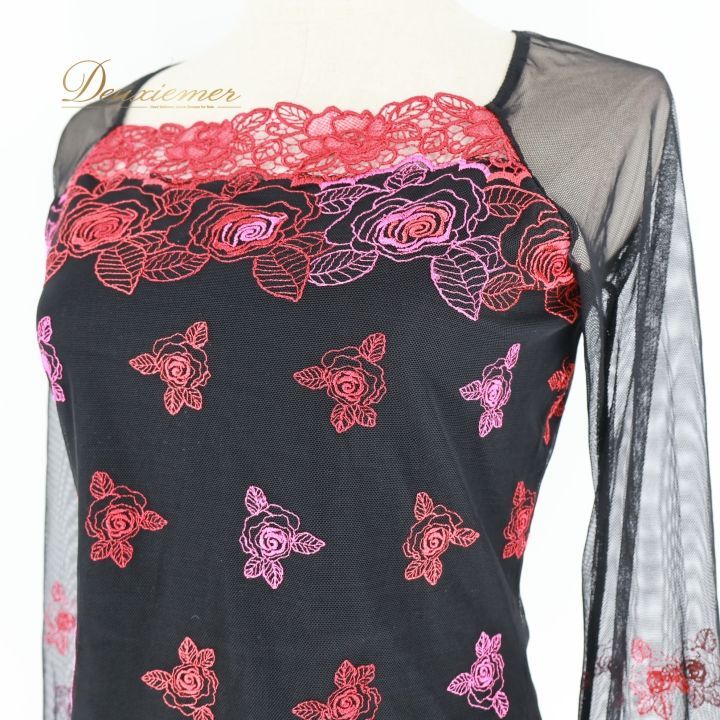 社交ダンス 衣装 トップス ブラウス ブラック系 チャコットロイヤル