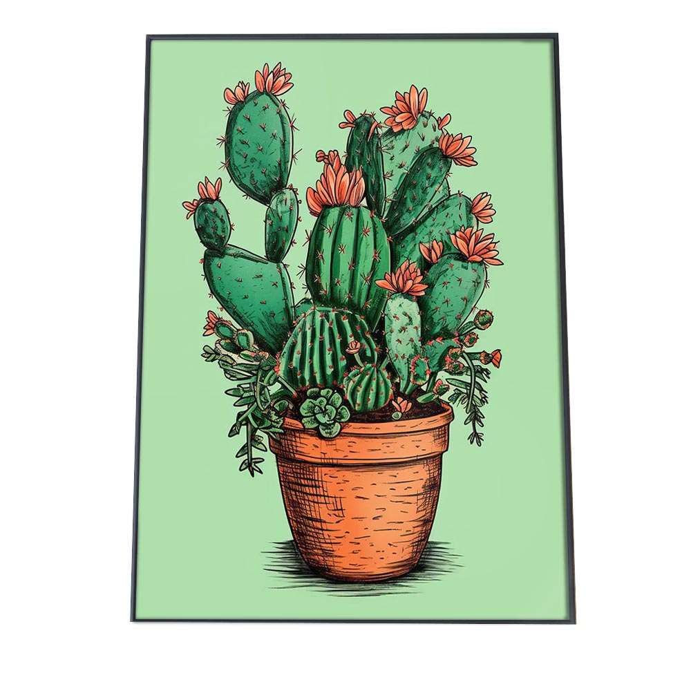 【B2サイズ（約51x73cm）】【si-poster-113】ポスター ボタニカル 花 フラワー 植物 ロハス 自然 グリーン サボテン カクタス インテリア おしゃれ アート モダン 特大 大きい 小さい 縦