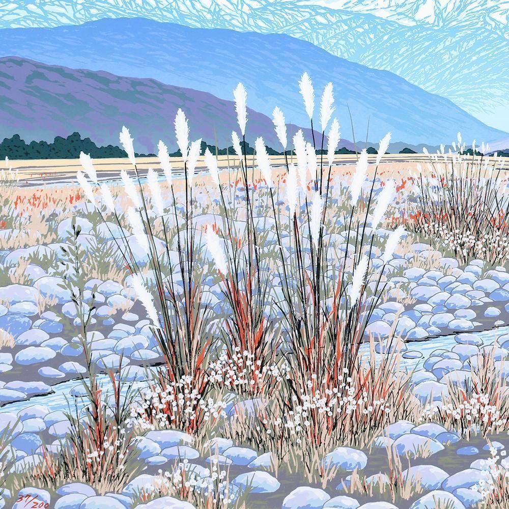 真作】【WISH】小暮真望「遠晃剱山」シルクスクリーン 約12号 大作