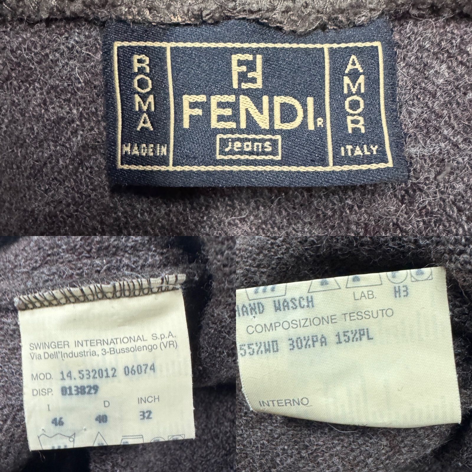 希少 FENDI フェンディ ズッカ柄 ラインロゴ クロップド丈 トップス 