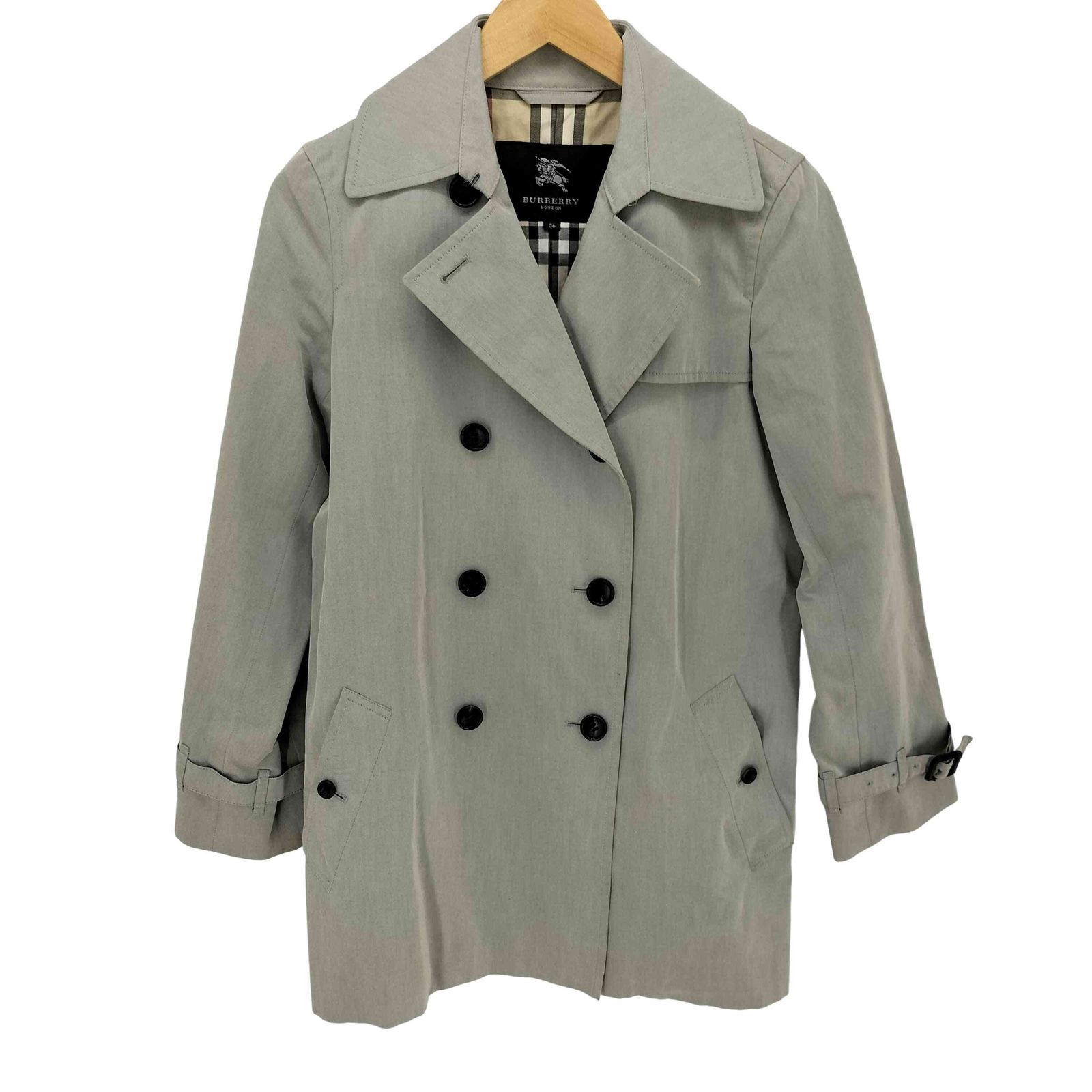 バーバリーズ 裏地ノバチェック ハーフトレンチコート レディース 36