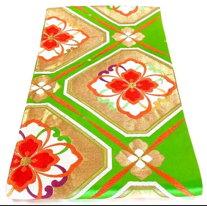 5233］袋帯 花菱吉祥文様 金彩 刺繍 六通 正絹 着物 フォーマル - メルカリ