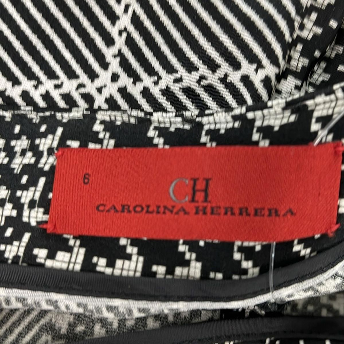  HERRERA キャロリーナ ヘレラ パンツ サイズ6 M レディース 黒 ライトグレー レッド フルレングス その他 パンツ