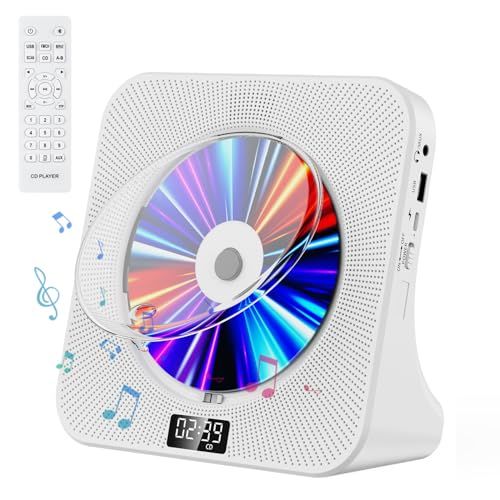 Fohil CDプレーヤー デスク Bluetooth受信 送信 HiFiスピーカー内蔵 cdプレイヤー 多機能 FM LINE USB再生対応 A Bリピート再生 CDラジカセ 定時OFF機能 睡眠モード 音楽鑑賞 語学学習 胎児教育 PSE認証済み 日mm