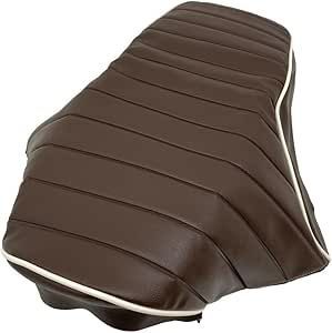 スズキ GN 125 設計 シートカバー 日本製 厚手生地 生地色 座面 茶色タックロール パイピング白 張替タイプ