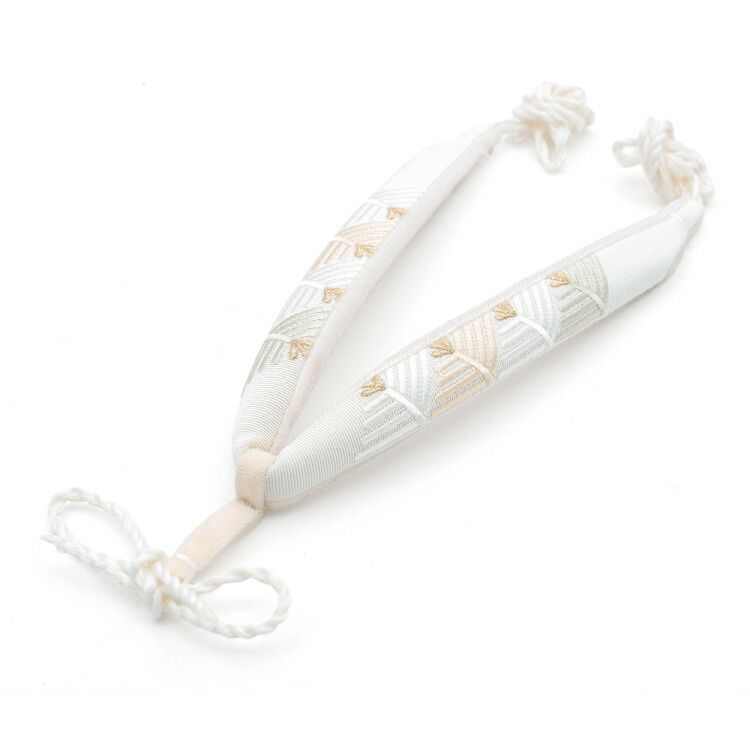 鼻緒 襟の衿秀 正絹 アイボリー 白系 クリーム系 刺繍 オーダー 和装小物 草履 花緒 着物 挿げ hanao 00003