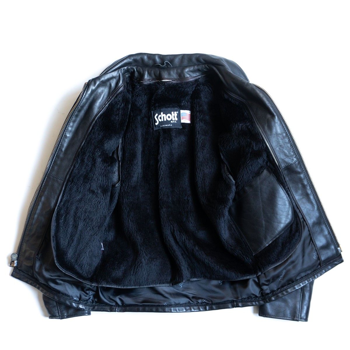 美品】SCHOTT【AT101/シングルライダースジャケット】38 襟 レザー