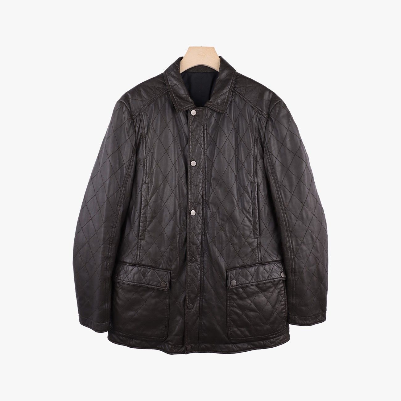 フェラガモFerragamoパデッド キルティッド ジャケット グレー ポリエステル