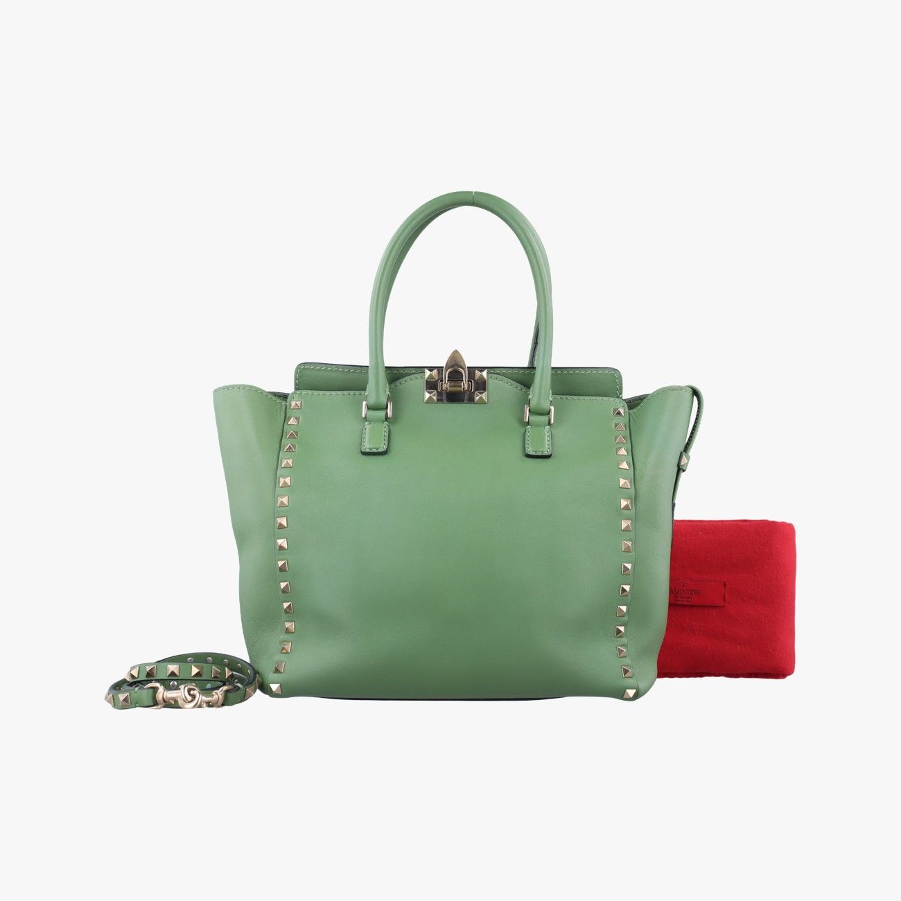 ヴァレンティノValentinoロックスタッズ グリーン レザー BS