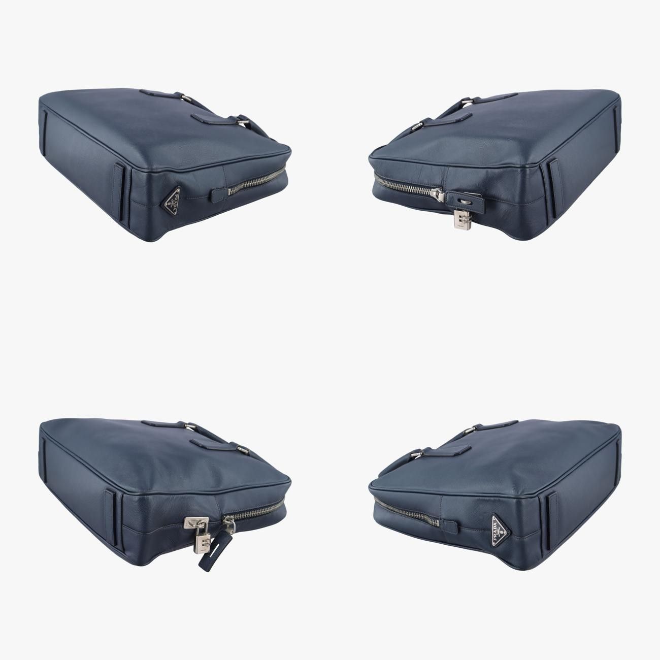 プラダPradaブリーフケース ビジネス ネイビー サフィアーノレザー