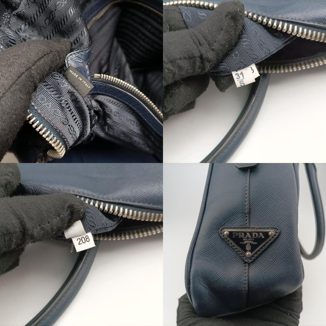 プラダPradaブリーフケース ビジネス ネイビー サフィアーノレザー