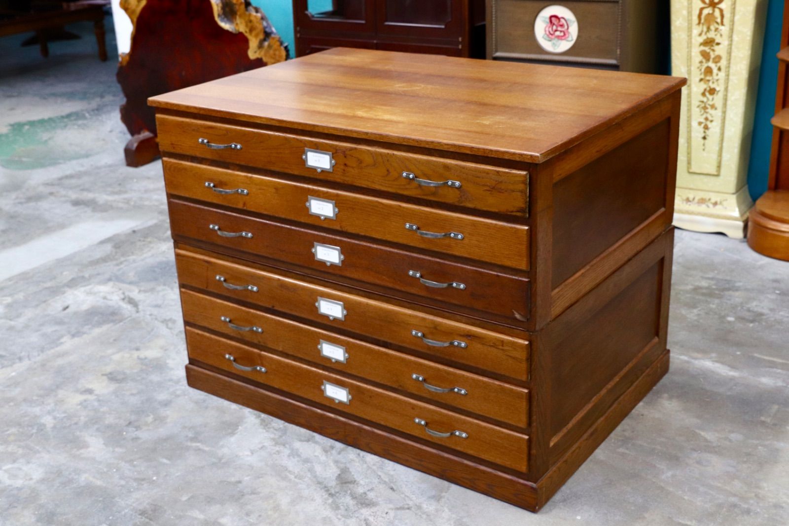 GMIS 388○西洋 英国 イギリス アンティーク ワイドチェスト シャツケース 店舗什器 ヴィンテージ