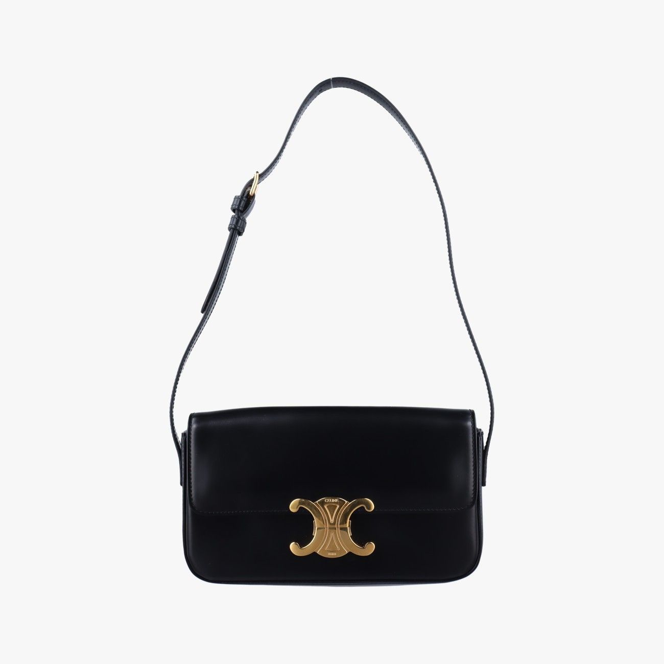 セリーヌCelineティーン トリオンフ ブラック レザー W CU 2241