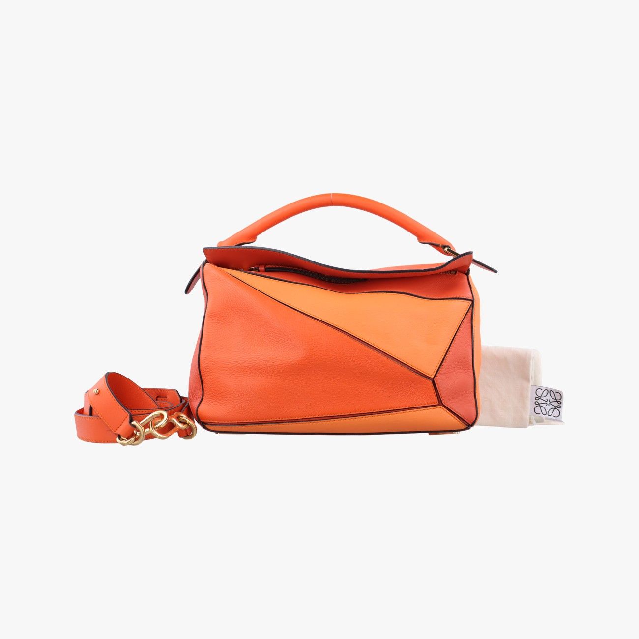 ロエベLoeweパズルバッグ ミディアム オレンジ マルチカラー レザー 061710