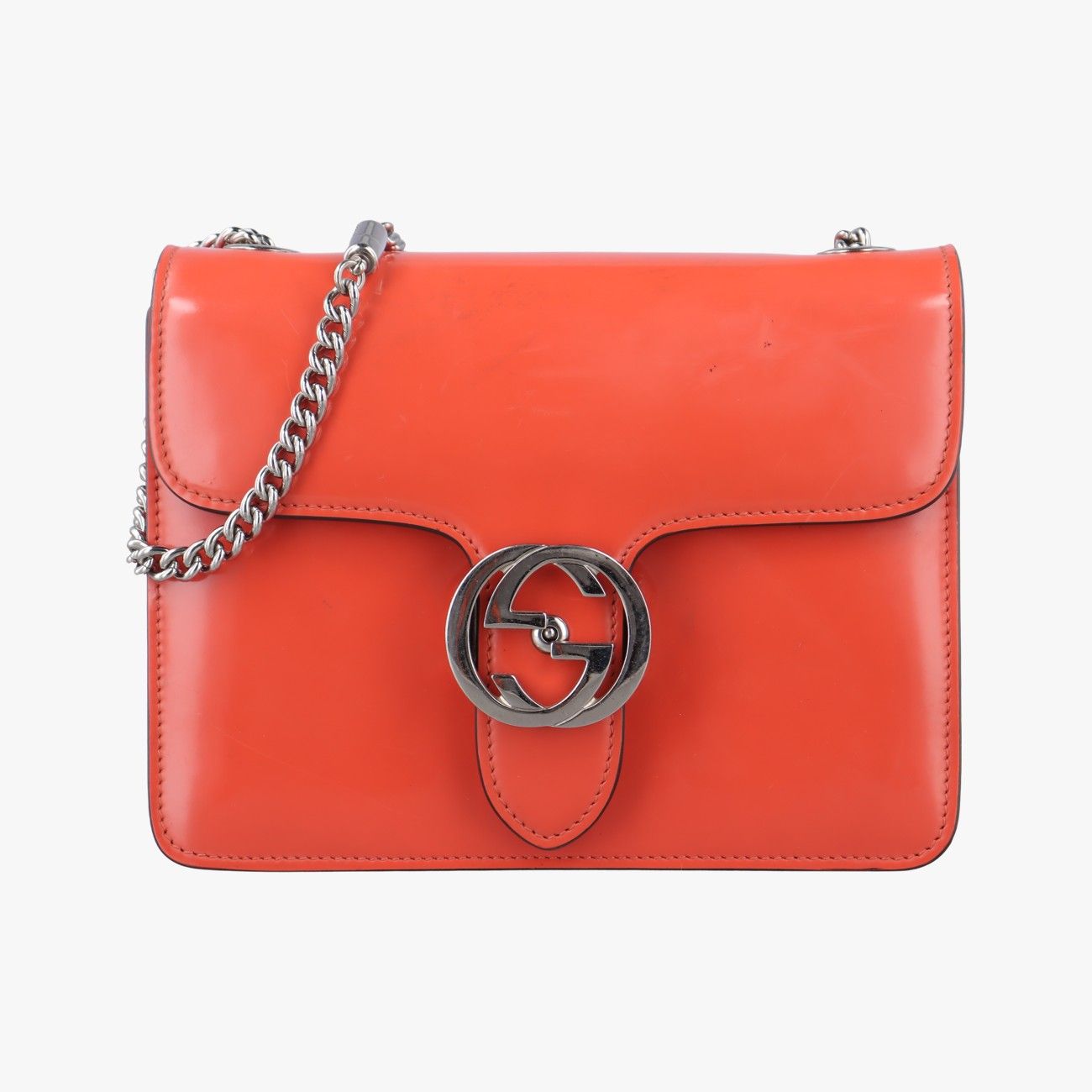 グッチGucciインターロッキングG オレンジ パテント 387609