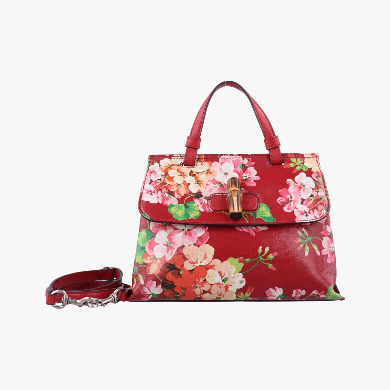 グッチGucciバンブーデイリー レッド マルチカラー レザー 370831