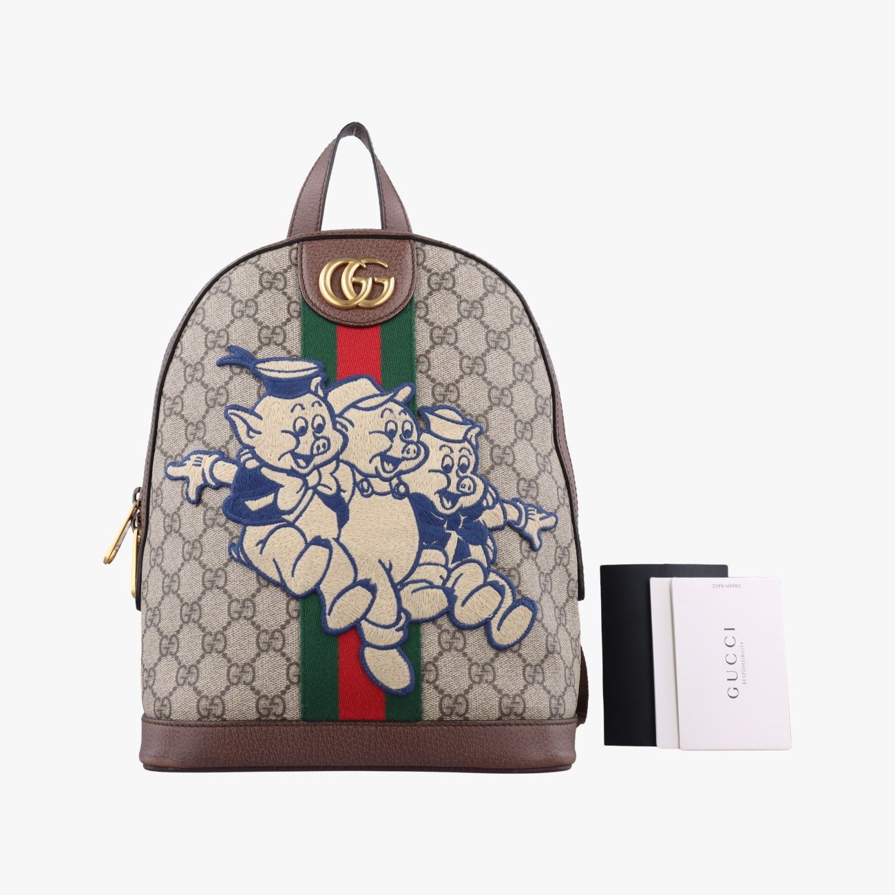 グッチGucci三匹のこぶた ブラウン マルチカラー PVCコーティングキャンバス 552884