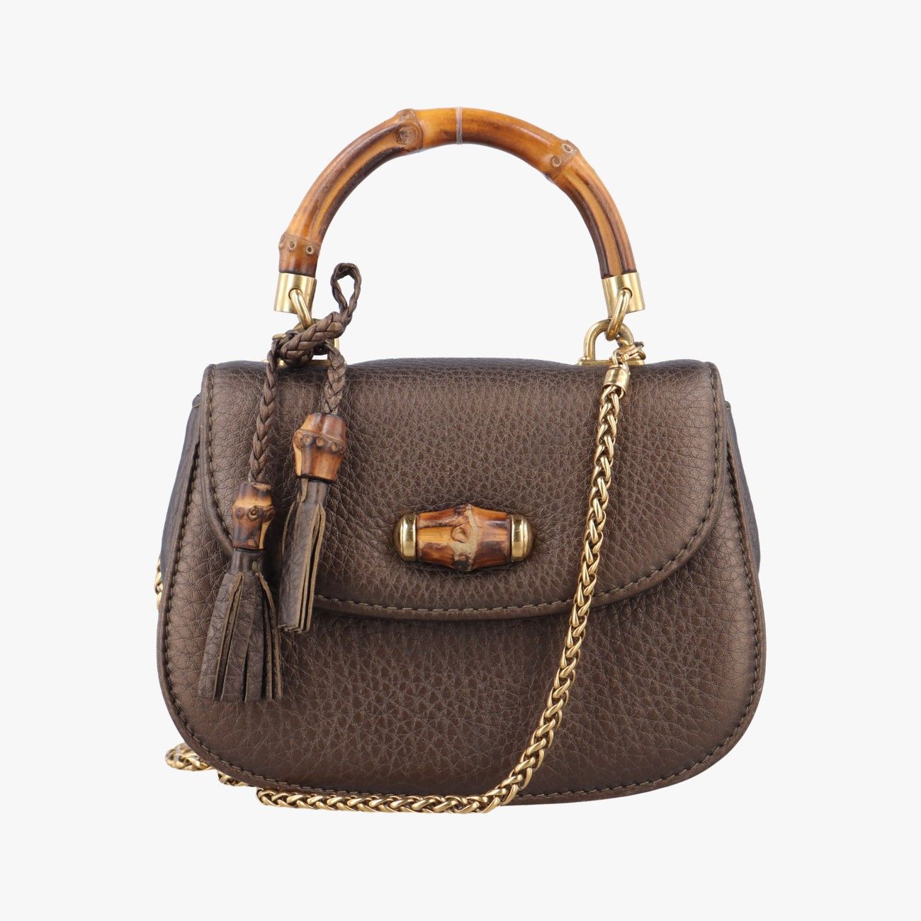 グッチGucciディアマンテ バンブー ブラウン レザー 269969