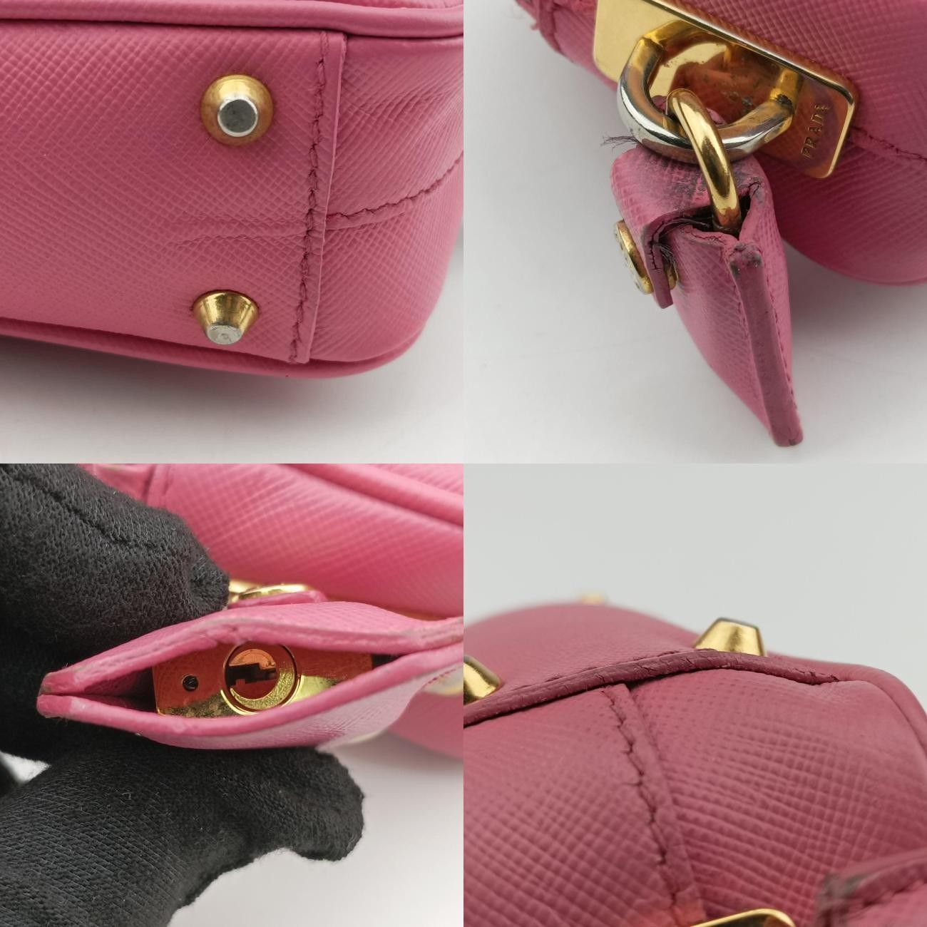 プラダPradaプロムナード ピンク サフィアーノ レザー BL0851 7/A 158