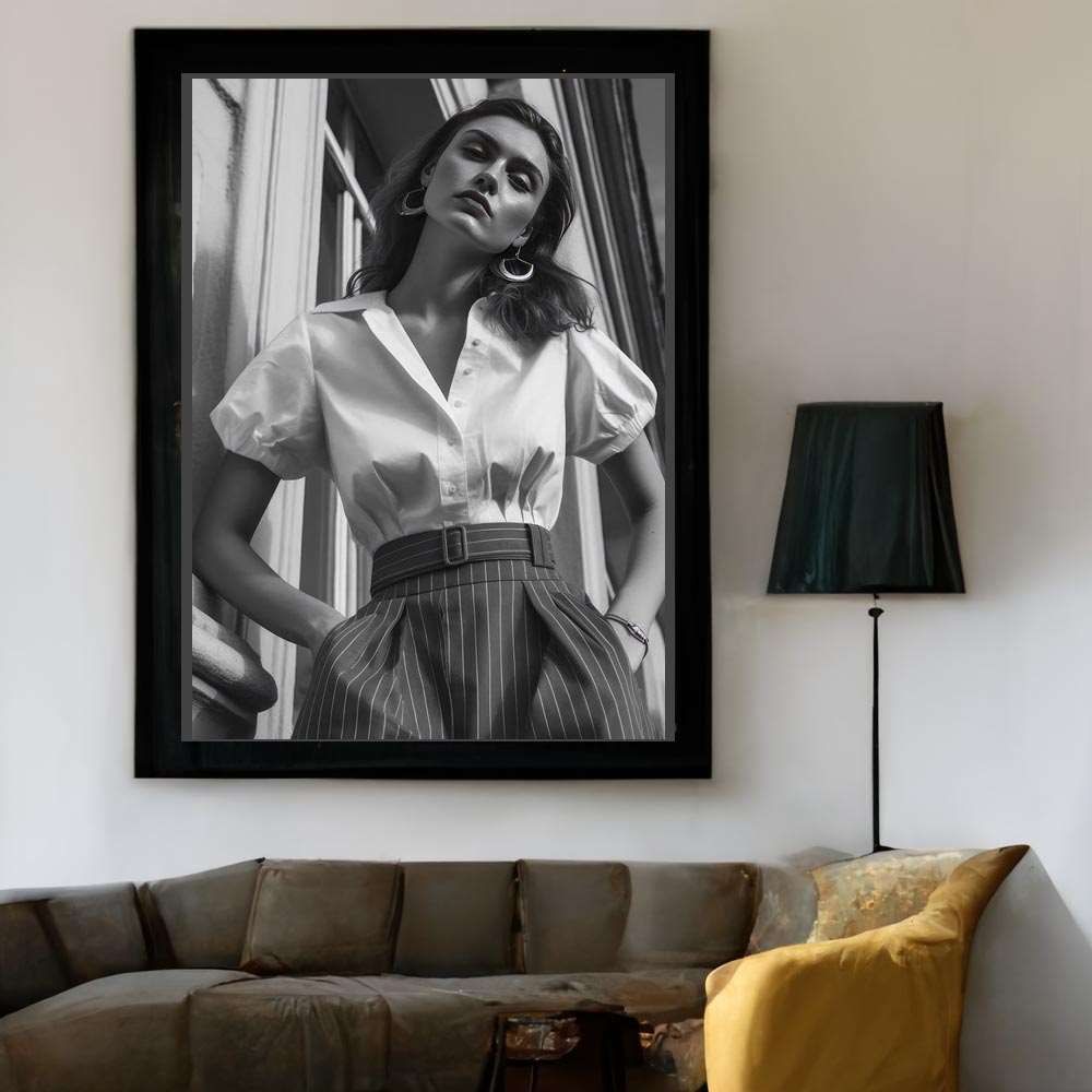 A1サイズ（約59x84cm）】【si-poster-291】白黒 人物画 女性 ポート
