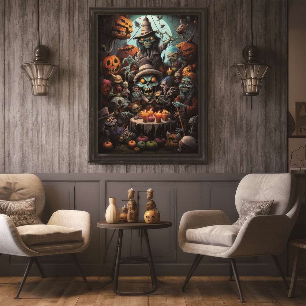 【B1サイズ（約73x103cm）】【si-poster-307】ハロウィン ハロウィーン 仮装 ポスター アートプリント ポスター インテリア パンプキン ジャックオーランタン ハロウィーン オレンジ 縦