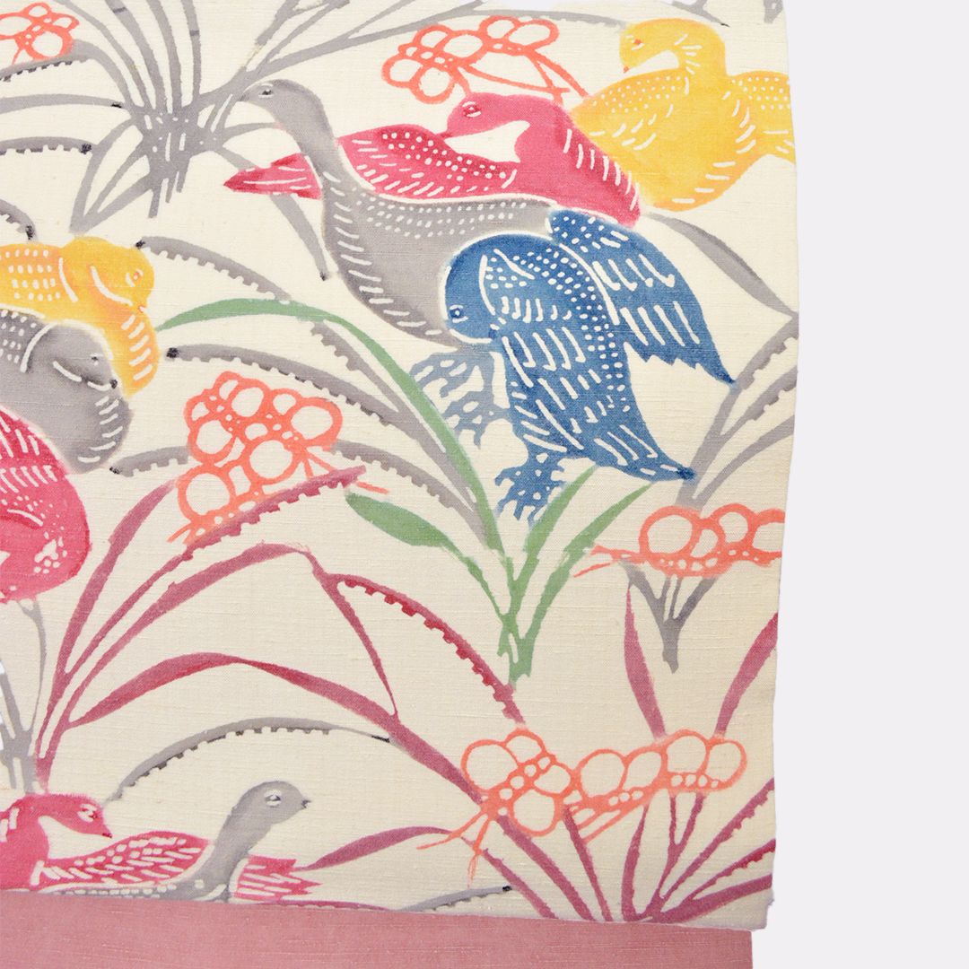 リサイクル 名古屋帯 六通柄 紅型 鳥 8300 00003