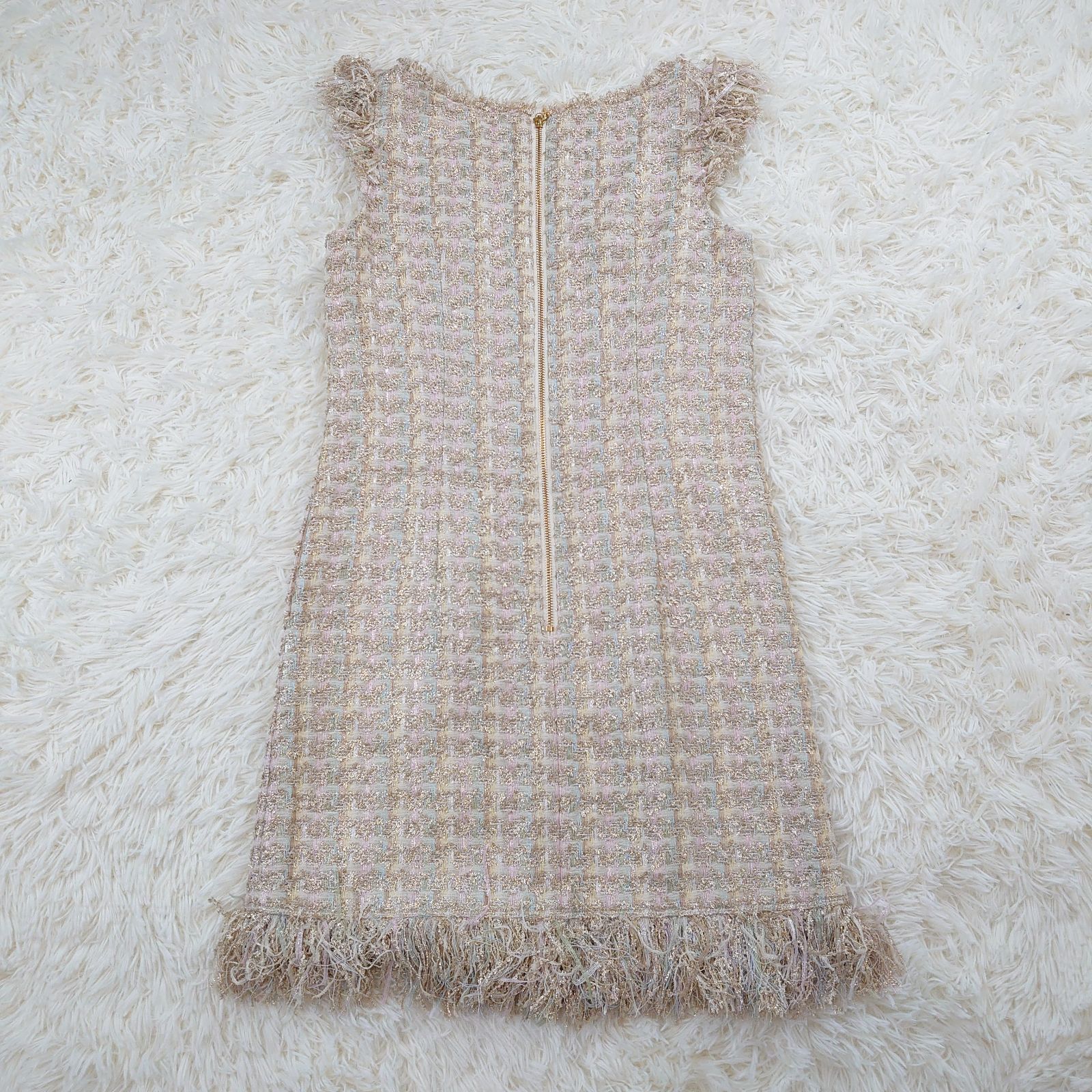 epoca エポカ ラメ ミックスツイード ワンピース フリンジ 40