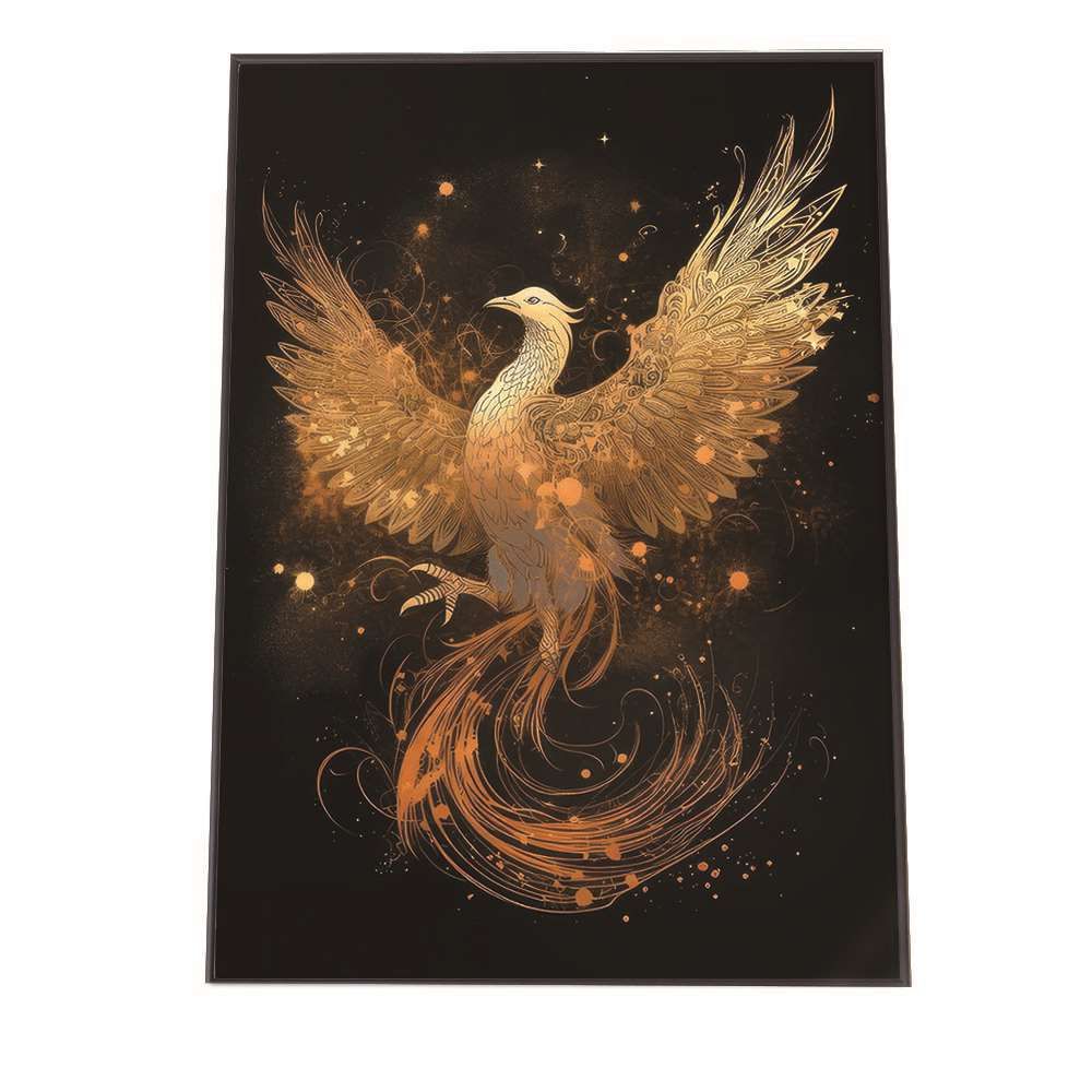 A3サイズ（約30×42cm）】【si-poster-386】金 鳳凰 ホウオウ 極楽鳥