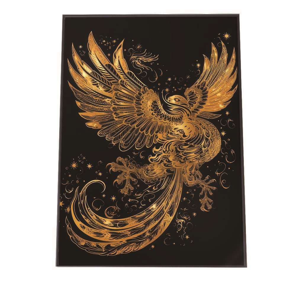 A4サイズ（約21x30cm）】【si-poster-387】金 鳳凰 ホウオウ 極楽鳥