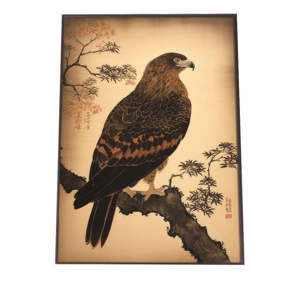 A1サイズ（約59x84cm）】【si-poster-415】鷹 タカ 猛禽類 鳥 金