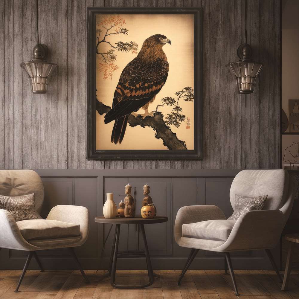 A1サイズ（約59x84cm）】【si-poster-415】鷹 タカ 猛禽類 鳥 金